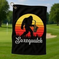 Saxsquatch Bigfoot Yeti Play On Words Golf Towel thumb 1