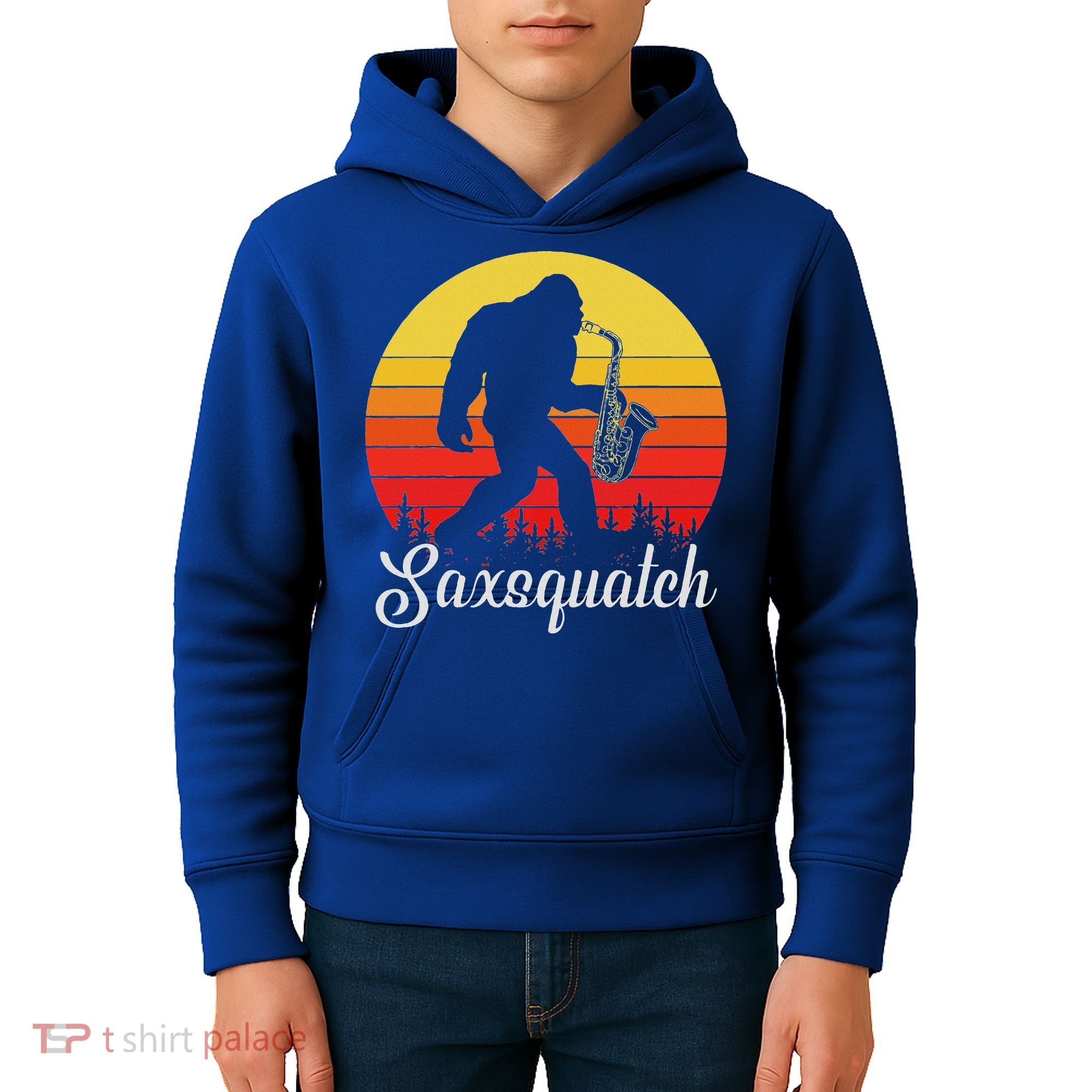 Saxsquatch Bigfoot Yeti Play On Words Kids Hoodie