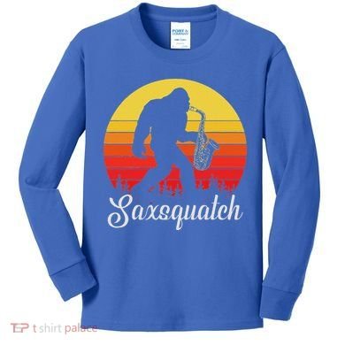 Saxsquatch Bigfoot Yeti Play On Words Kids Long Sleeve Shirt