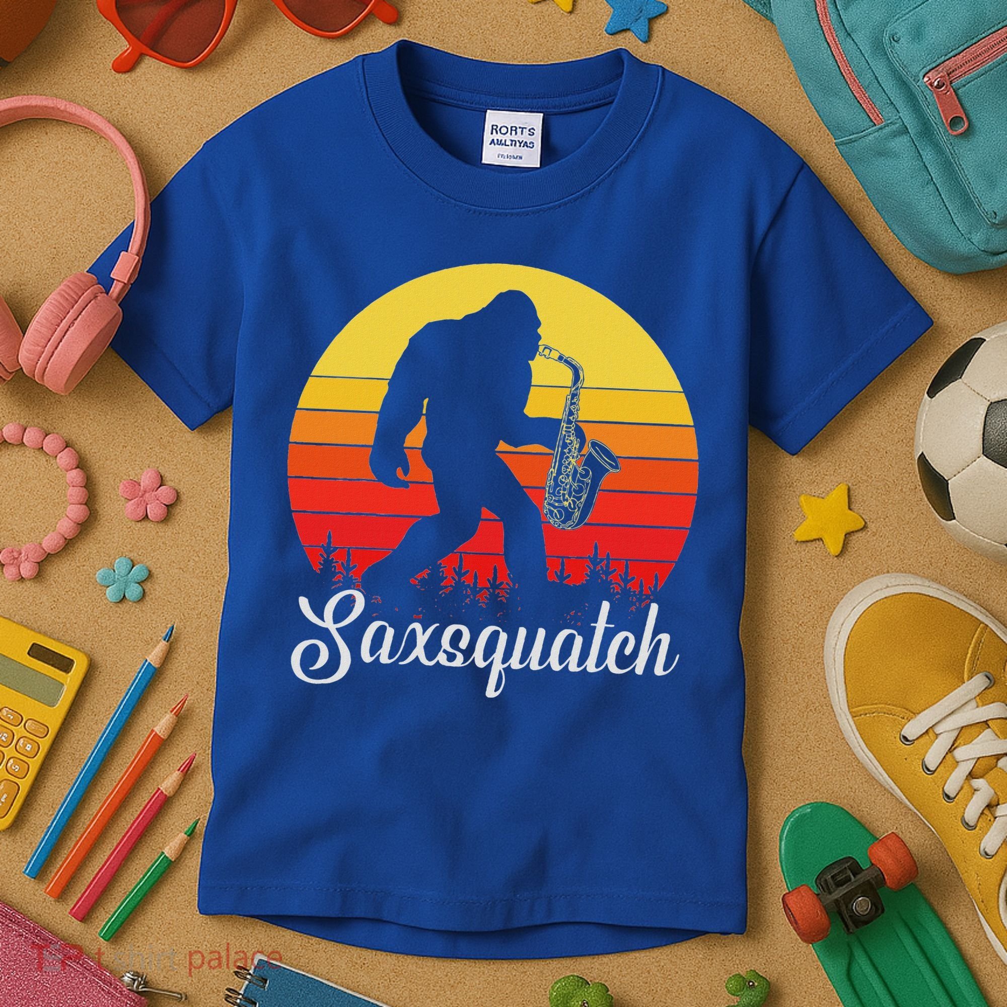Saxsquatch Bigfoot Yeti Play On Words Kids T-Shirt