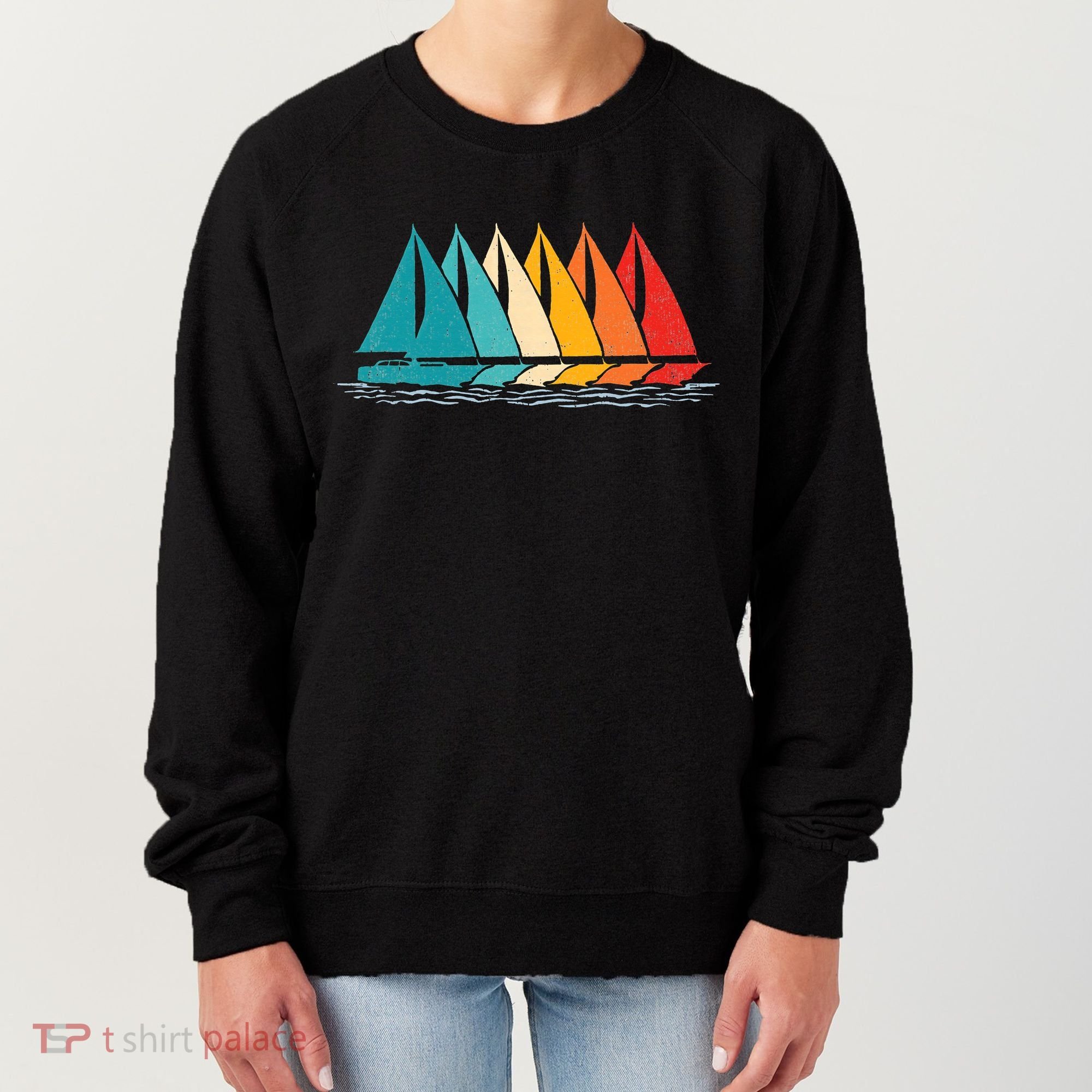 Sailing Boat Yacht Sailor Nautical Retro Sunset Sail Women's Sweatshirt