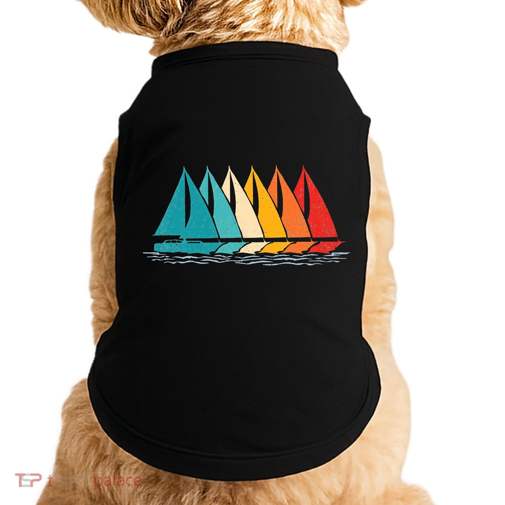 Sailing Boat Yacht Sailor Nautical Retro Sunset Sail Doggie Tank