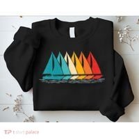 Sailing Boat Yacht Sailor Nautical Retro Sunset Sail Sweatshirt thumb 2