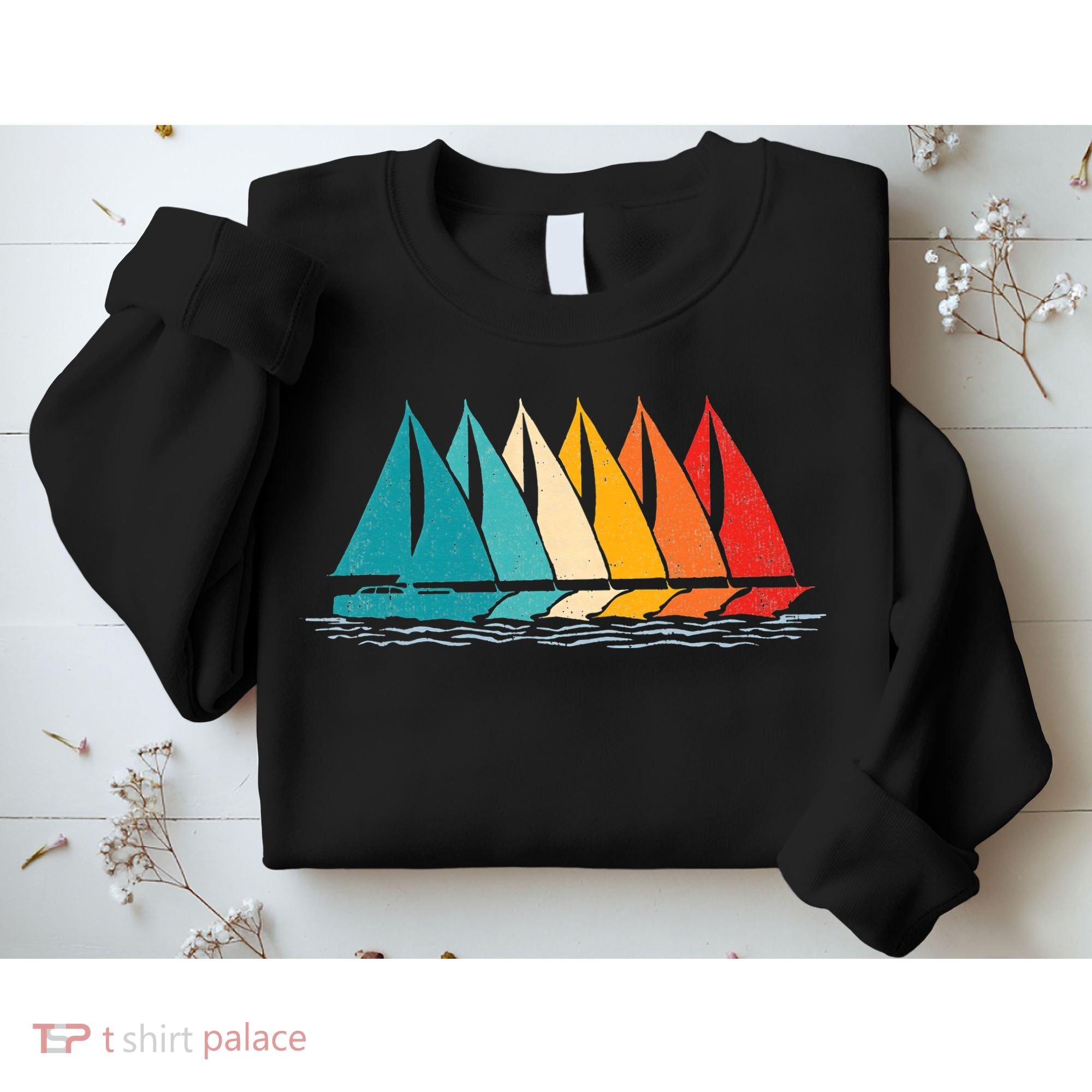 Sailing Boat Yacht Sailor Nautical Retro Sunset Sail Sweatshirt