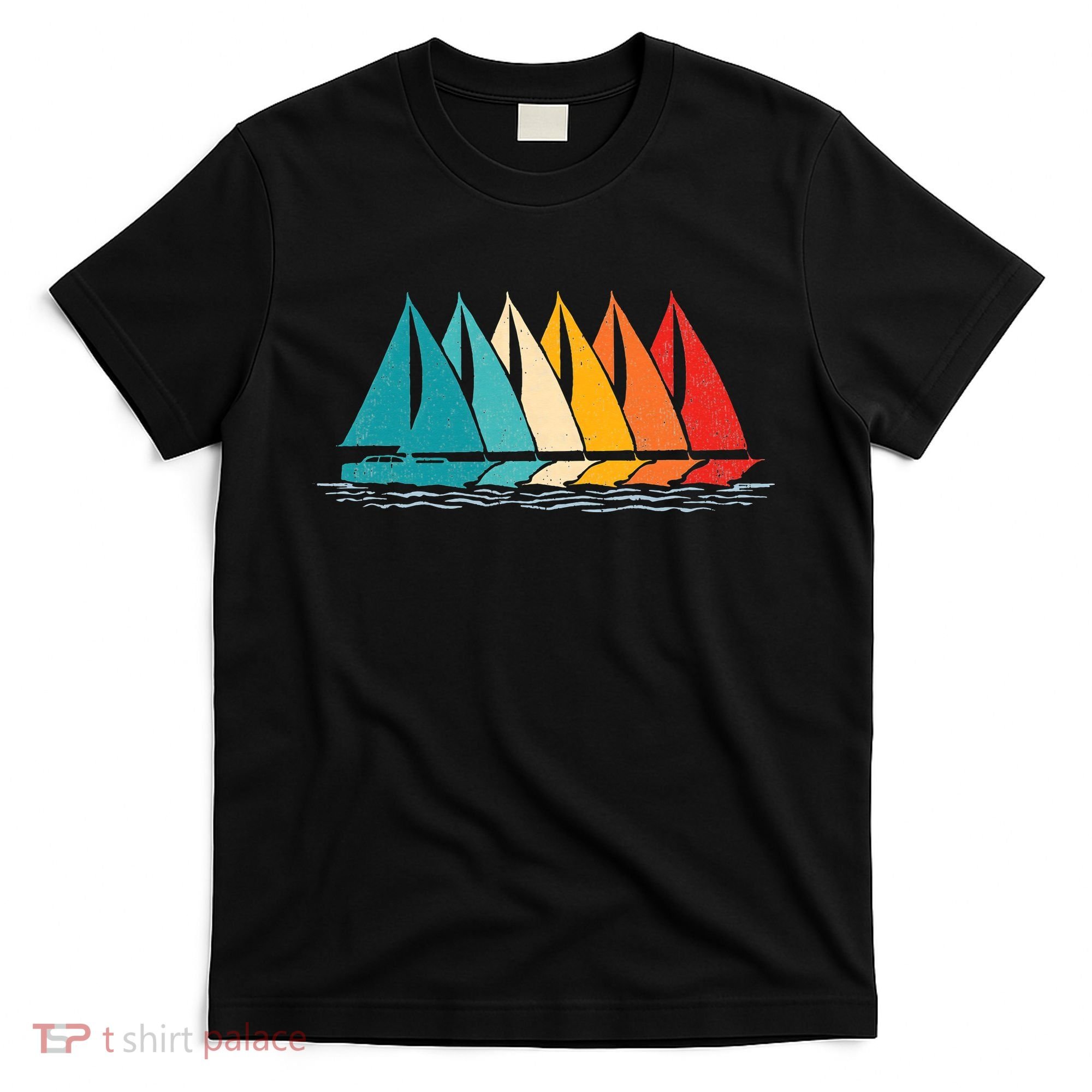 Sailing Boat Yacht Sailor Nautical Retro Sunset Sail T-Shirt