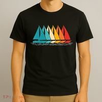 Sailing Boat Yacht Sailor Nautical Retro Sunset Sail T-Shirt thumb 3