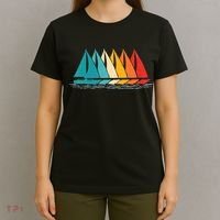 Sailing Boat Yacht Sailor Nautical Retro Sunset Sail T-Shirt thumb 4