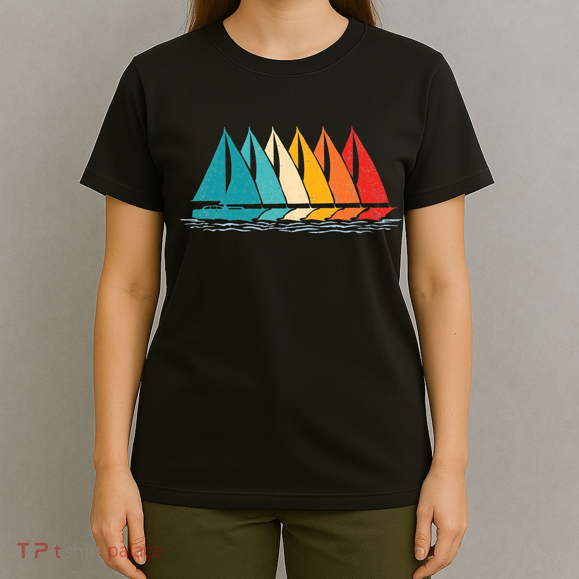 Sailing Boat Yacht Sailor Nautical Retro Sunset Sail T-Shirt