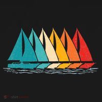 Sailing Boat Yacht Sailor Nautical Retro Sunset Sail T-Shirt thumb 7
