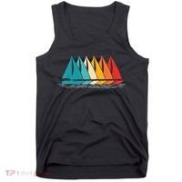 Sailing Boat Yacht Sailor Nautical Retro Sunset Sail Tank Top thumb 0