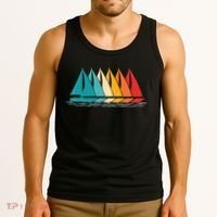 Sailing Boat Yacht Sailor Nautical Retro Sunset Sail Tank Top thumb 3