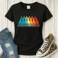 Sailing Boat Yacht Sailor Nautical Retro Sunset Sail Women's T-Shirt thumb 3