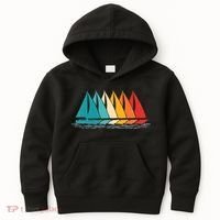 Sailing Boat Yacht Sailor Nautical Retro Sunset Sail Kids Hoodie thumb 0