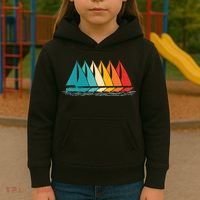 Sailing Boat Yacht Sailor Nautical Retro Sunset Sail Kids Hoodie thumb 3