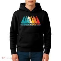 Sailing Boat Yacht Sailor Nautical Retro Sunset Sail Kids Hoodie thumb 4