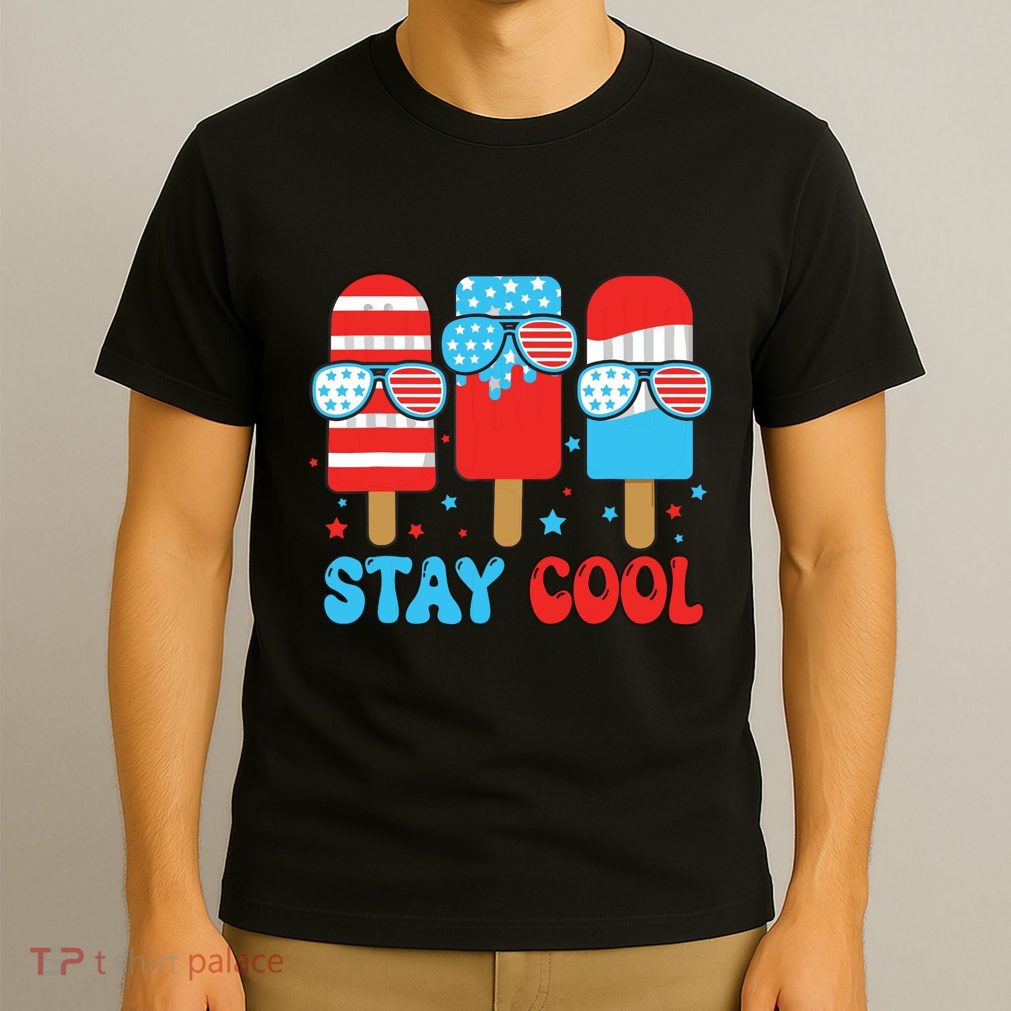 Stay Cool 4th July Popsicle American Flag T-Shirt