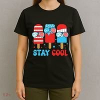 Stay Cool 4th July Popsicle American Flag T-Shirt thumb 4