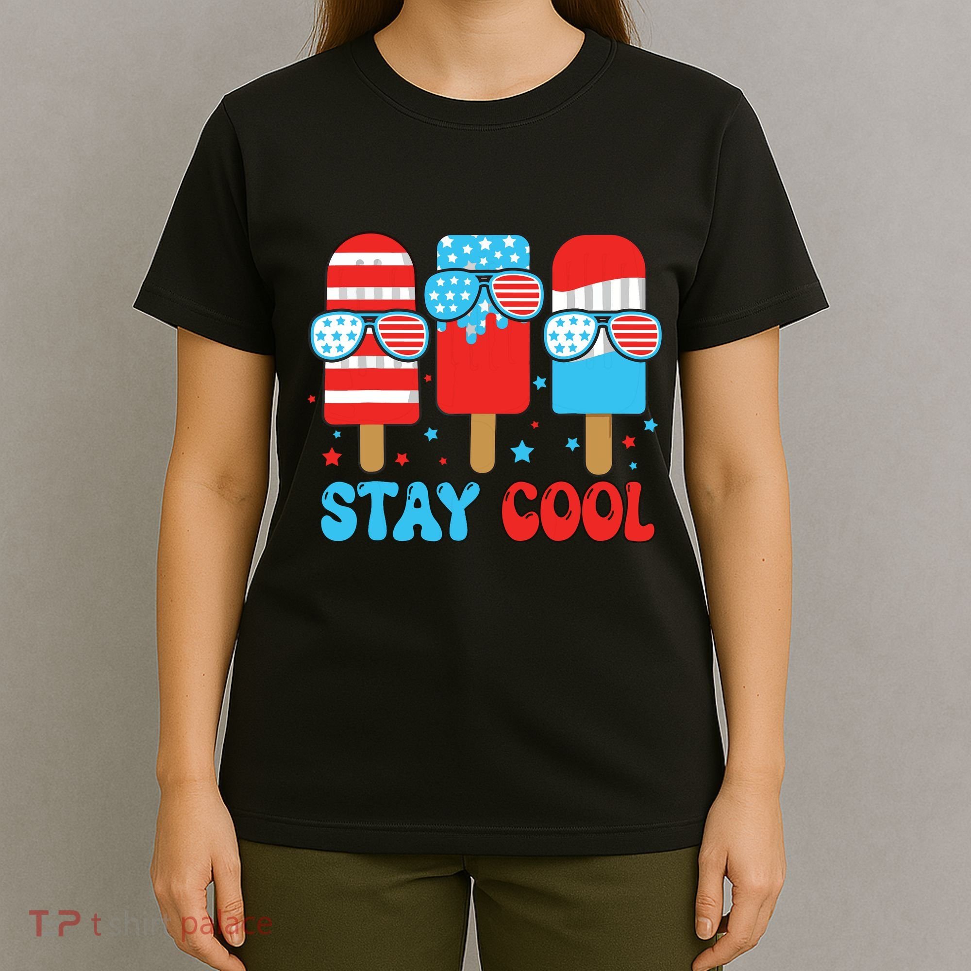 Stay Cool 4th July Popsicle American Flag T-Shirt