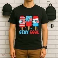 Stay Cool 4th July Popsicle American Flag T-Shirt thumb 6
