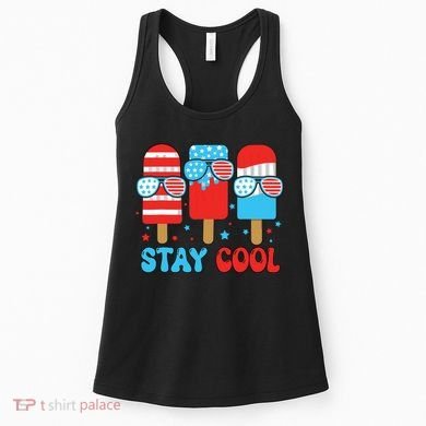 Stay Cool 4th July Popsicle American Flag Women's Tank Top
