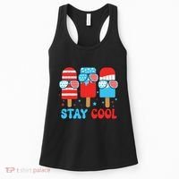 Stay Cool 4th July Popsicle American Flag Women's Tank Top thumb 0