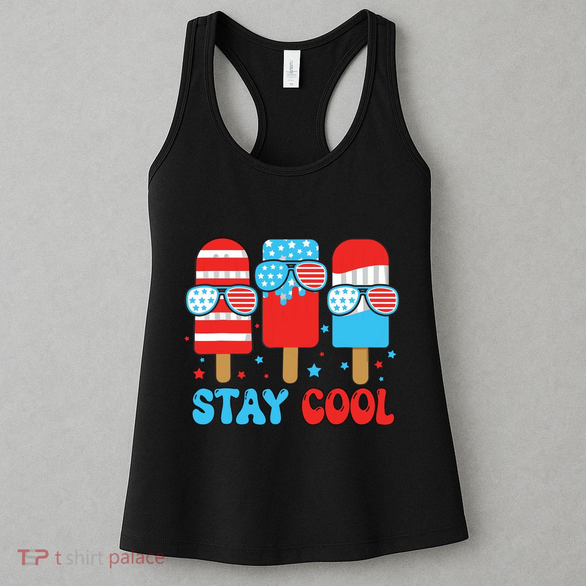Stay Cool 4th July Popsicle American Flag Women's Tank Top