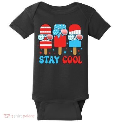 Stay Cool 4th July Popsicle American Flag Baby Bodysuit
