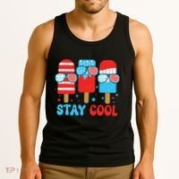 Stay Cool 4th July Popsicle American Flag Tank Top thumb 3