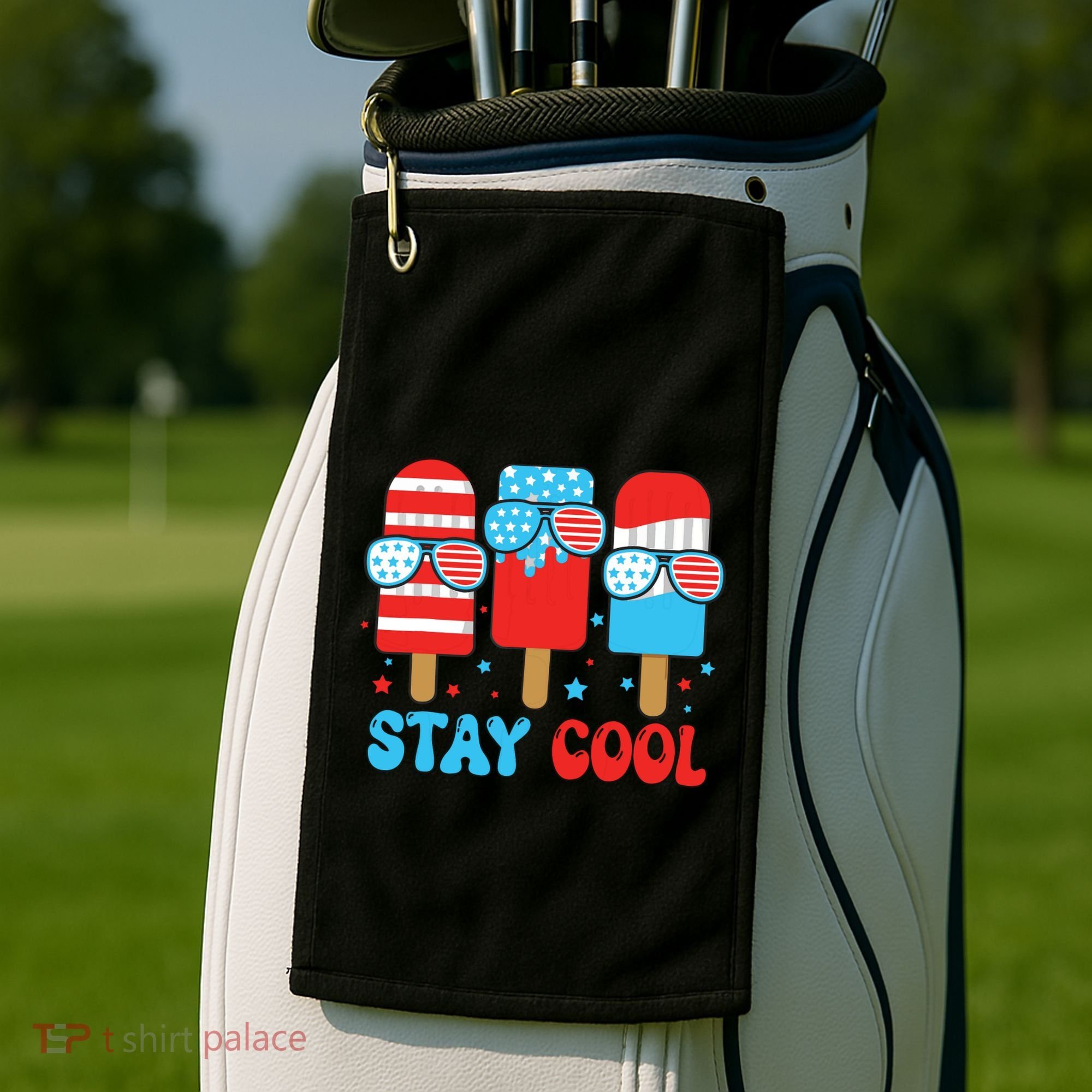 Stay Cool 4th July Popsicle American Flag Golf Towel