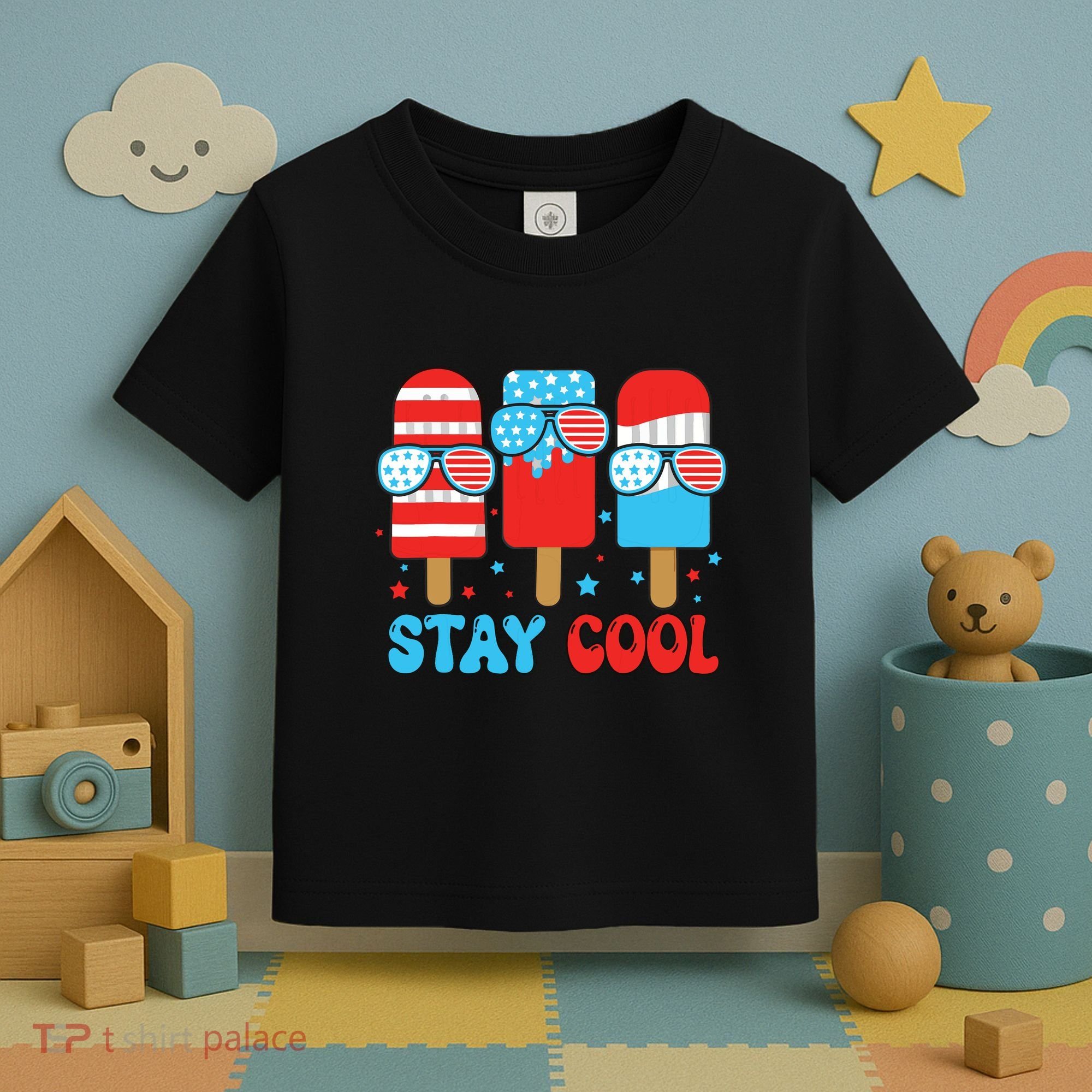 Stay Cool 4th July Popsicle American Flag Toddler T-Shirt