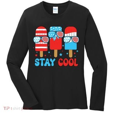 Stay Cool 4th July Popsicle American Flag Women's Long Sleeve Shirt