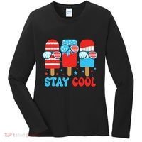 Stay Cool 4th July Popsicle American Flag Women's Long Sleeve Shirt thumb 0