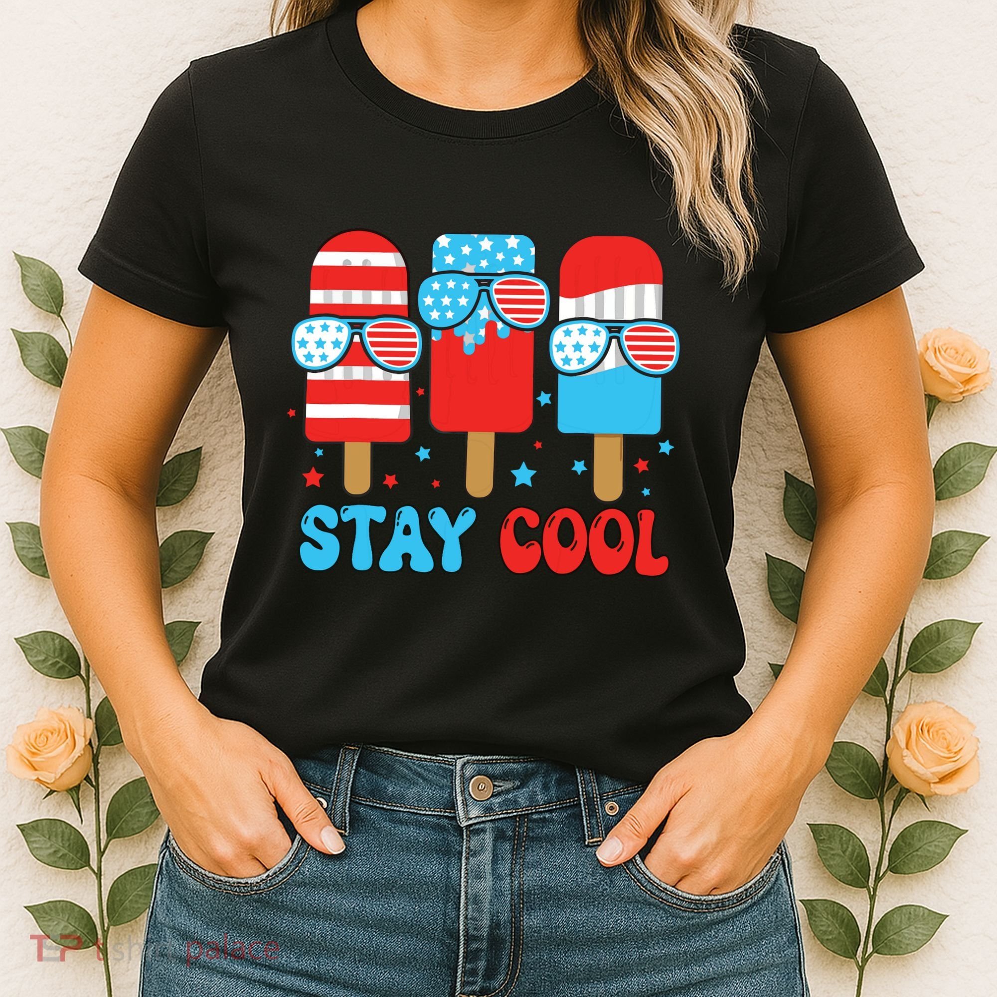 Stay Cool 4th July Popsicle American Flag Women's T-Shirt