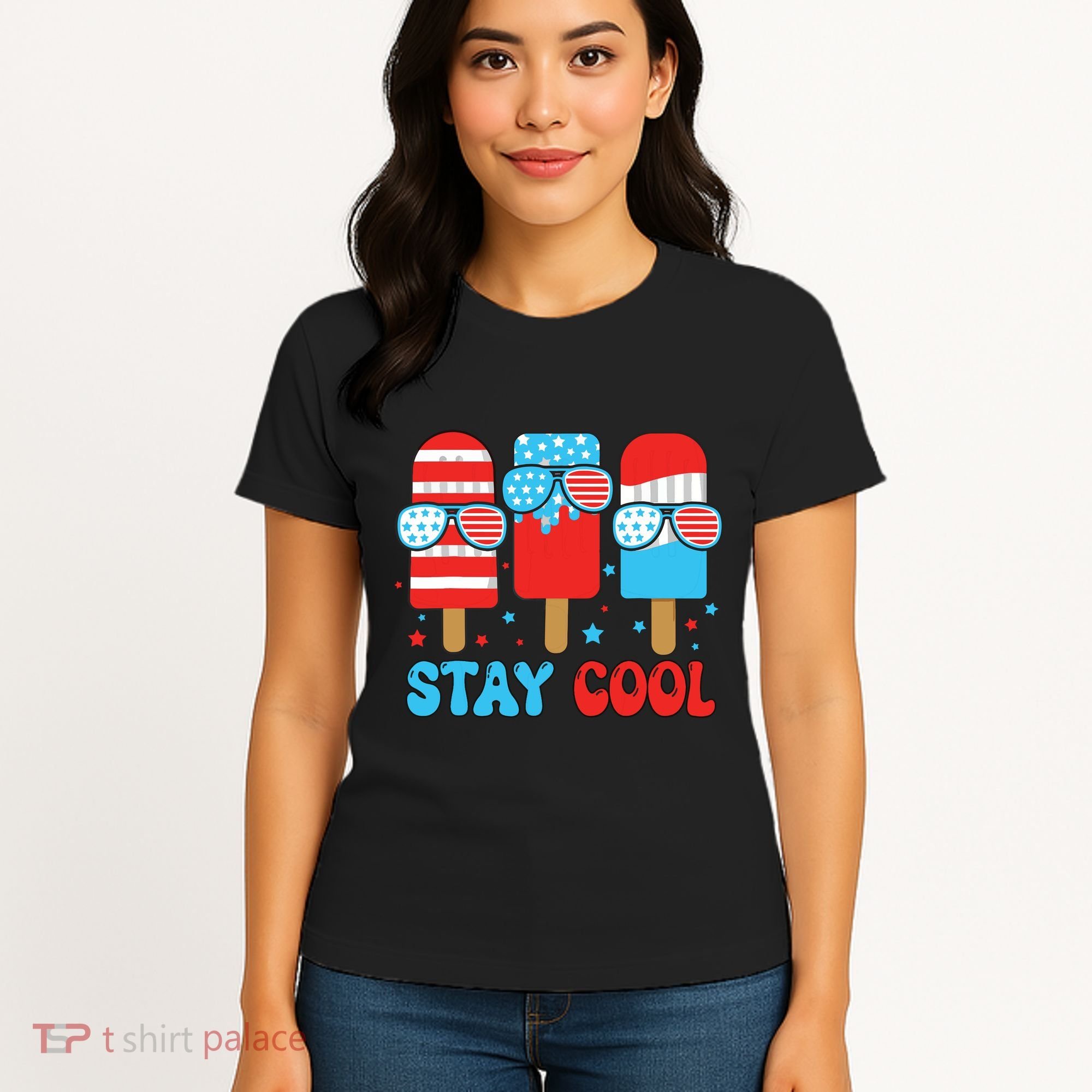 Stay Cool 4th July Popsicle American Flag Women's T-Shirt