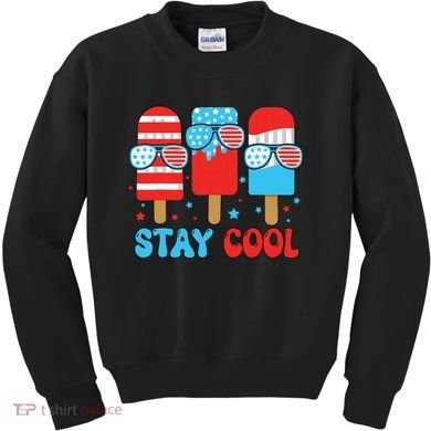 Stay Cool 4th July Popsicle American Flag Kids Sweatshirt