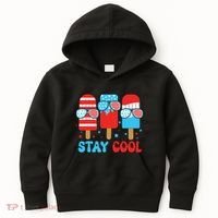 Stay Cool 4th July Popsicle American Flag Kids Hoodie thumb 0