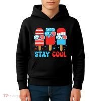 Stay Cool 4th July Popsicle American Flag Kids Hoodie thumb 4