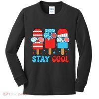 Stay Cool 4th July Popsicle American Flag Kids Long Sleeve Shirt thumb 0