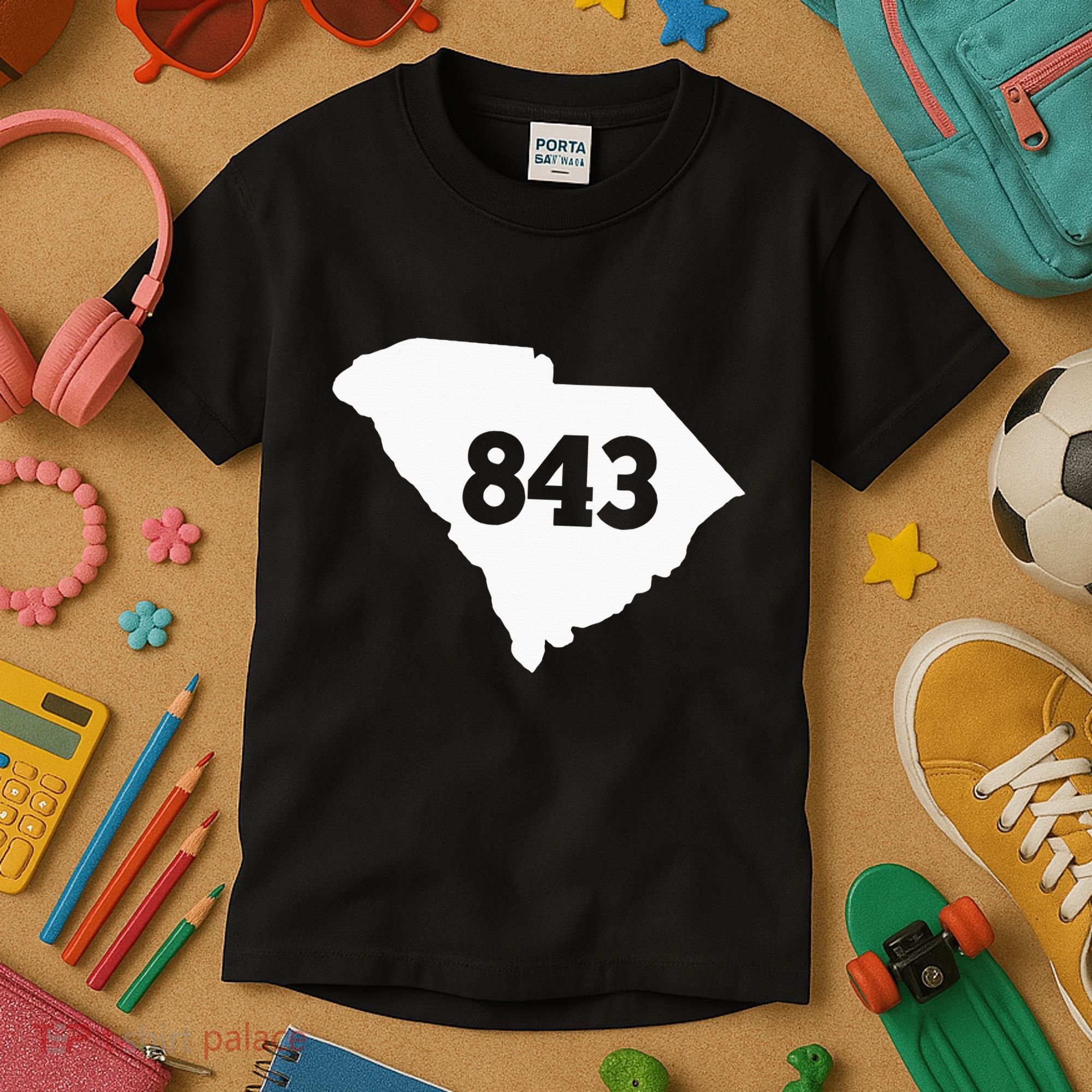 South Carolina 843 Area Code Kids T-Shirt