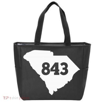 South Carolina 843 Area Code Tote Bag