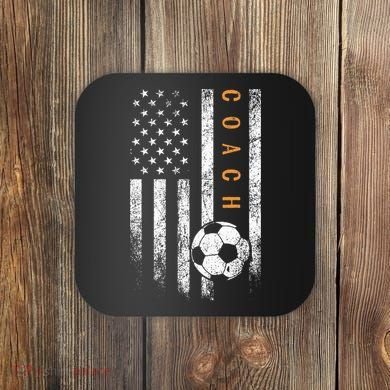 Soccer Coach American Flag Design Soccer Trainer Coaching Coaster