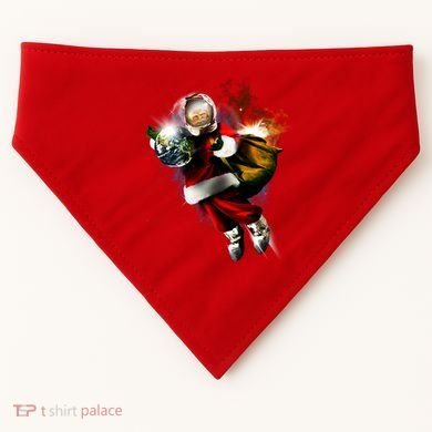 Santa Claus Astronaut In Space USA-Made Doggie Bandana