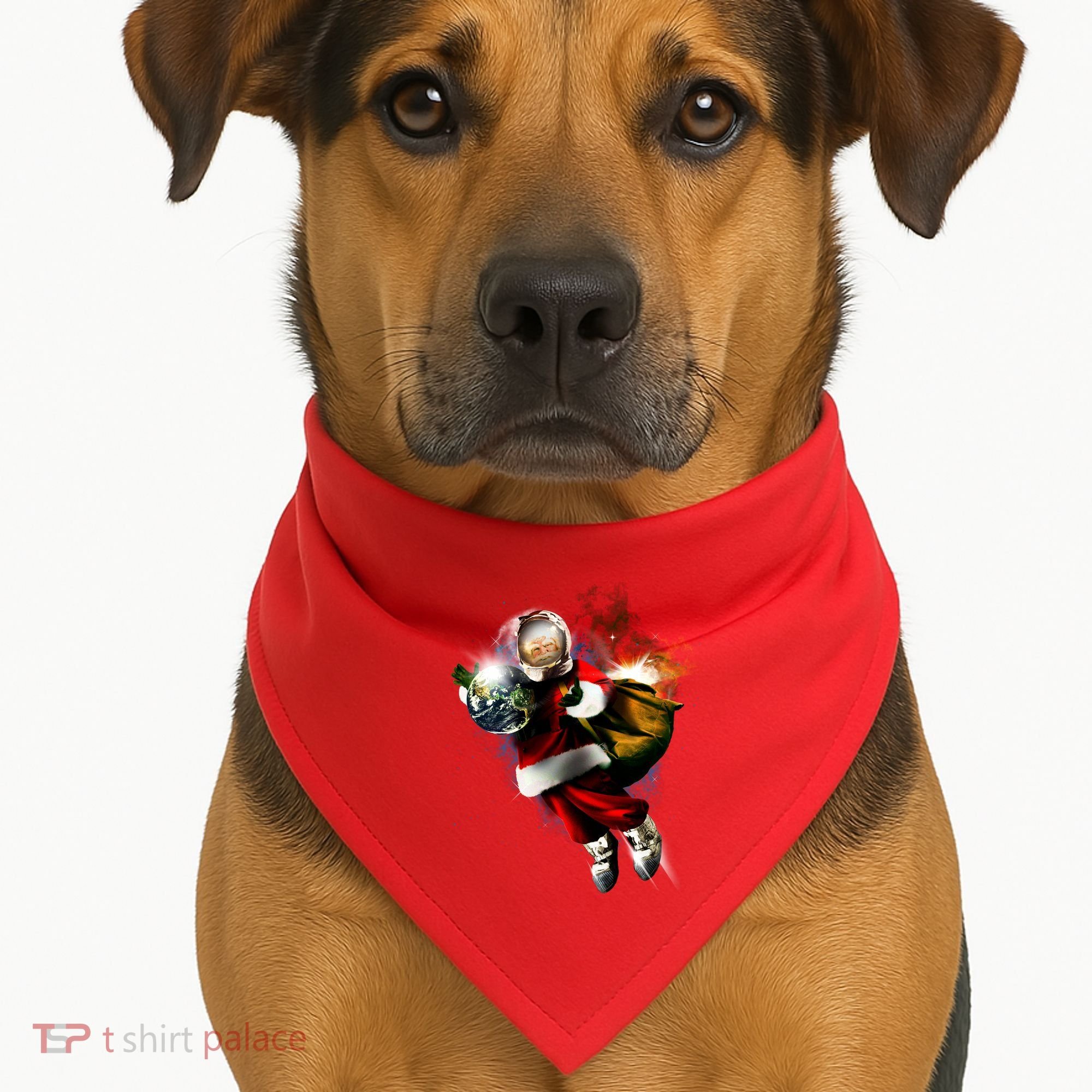 Santa Claus Astronaut In Space USA-Made Doggie Bandana