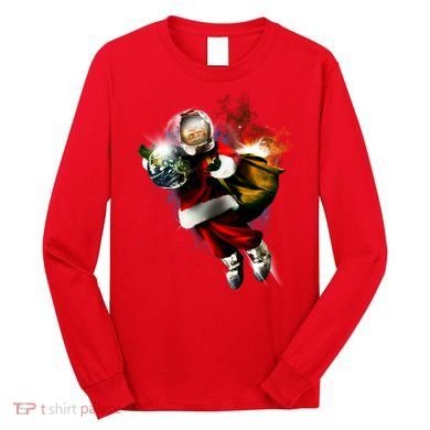 Santa Claus Astronaut In Space Long Sleeve Shirt
