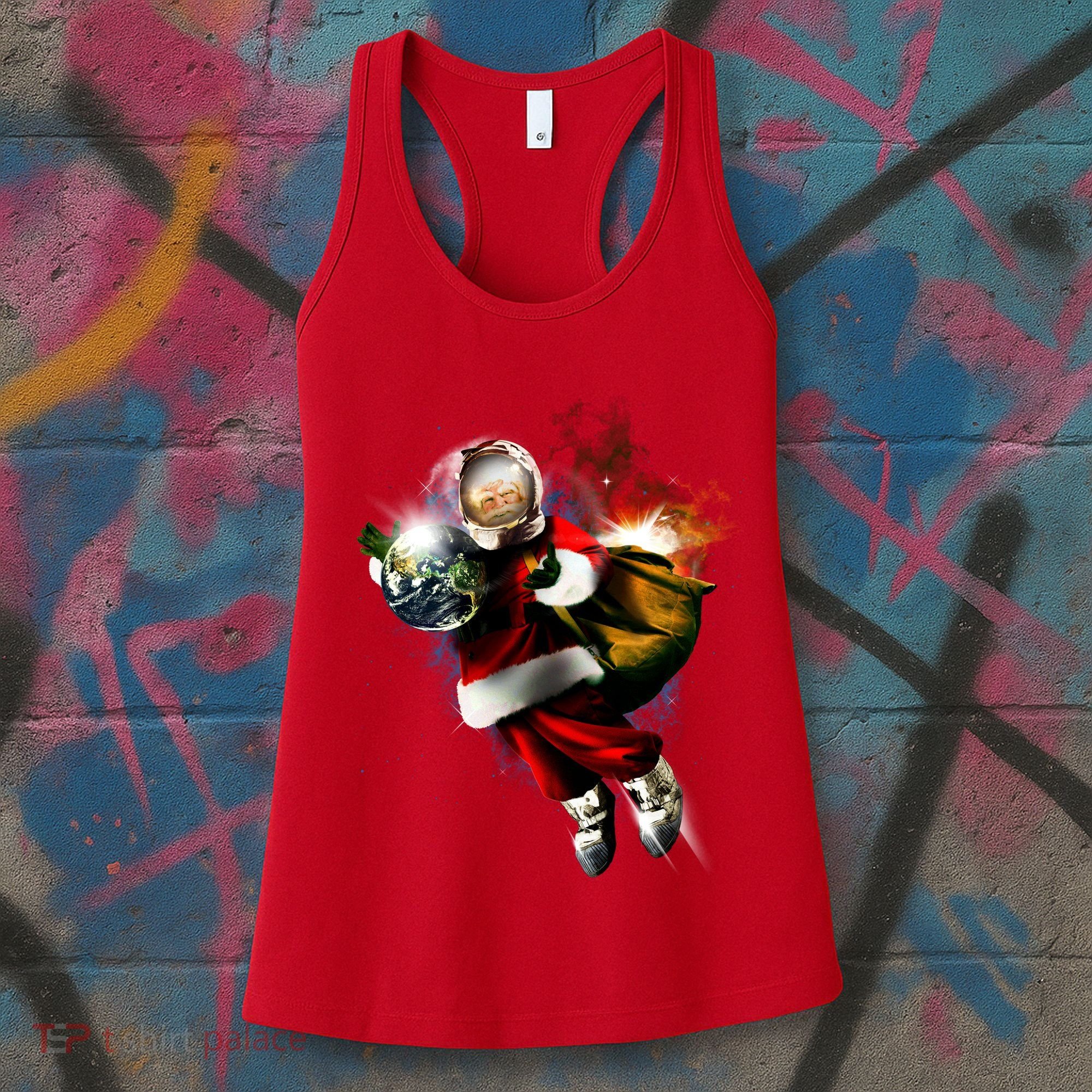 Santa Claus Astronaut In Space Women's Tank Top