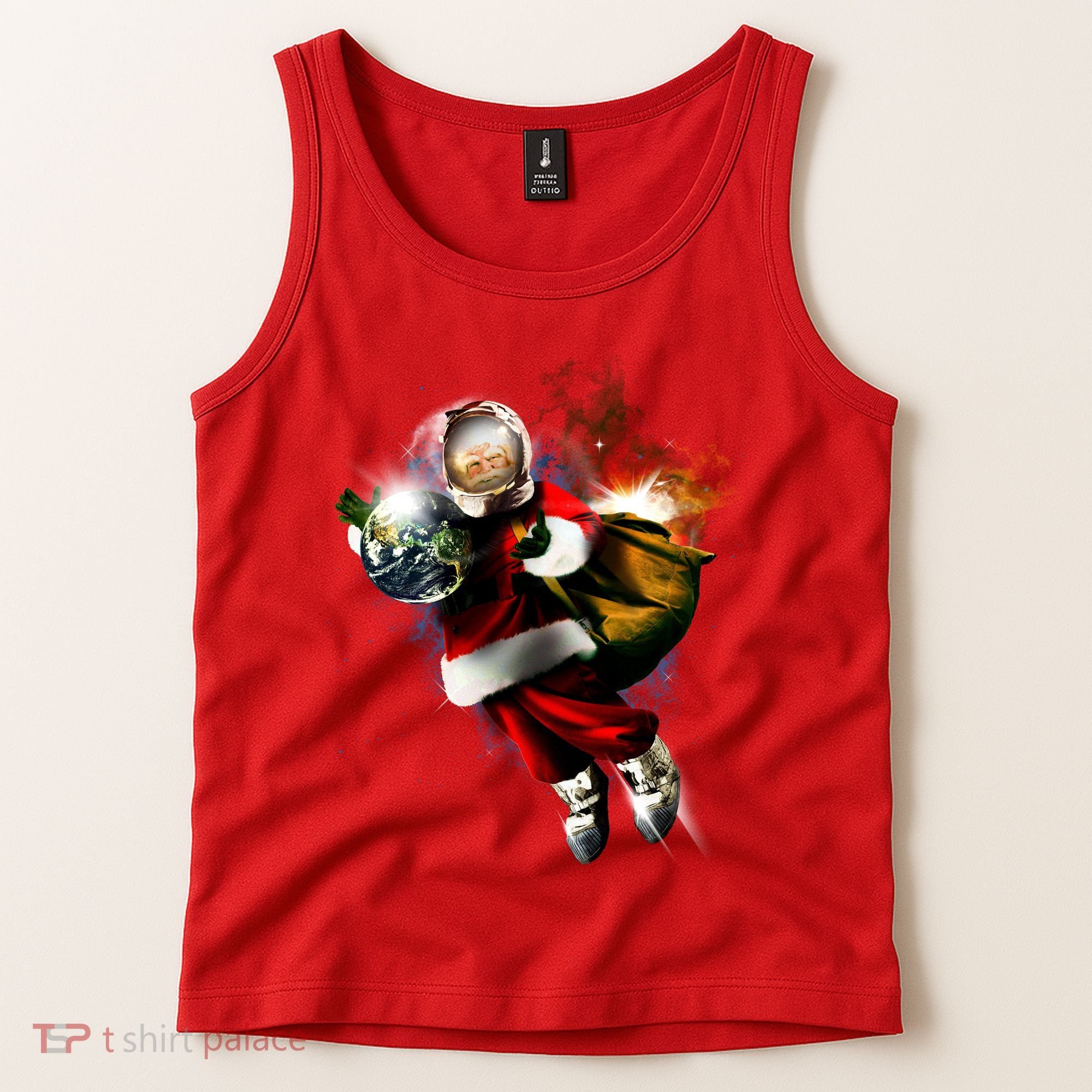 Santa Claus Astronaut In Space Tank Top