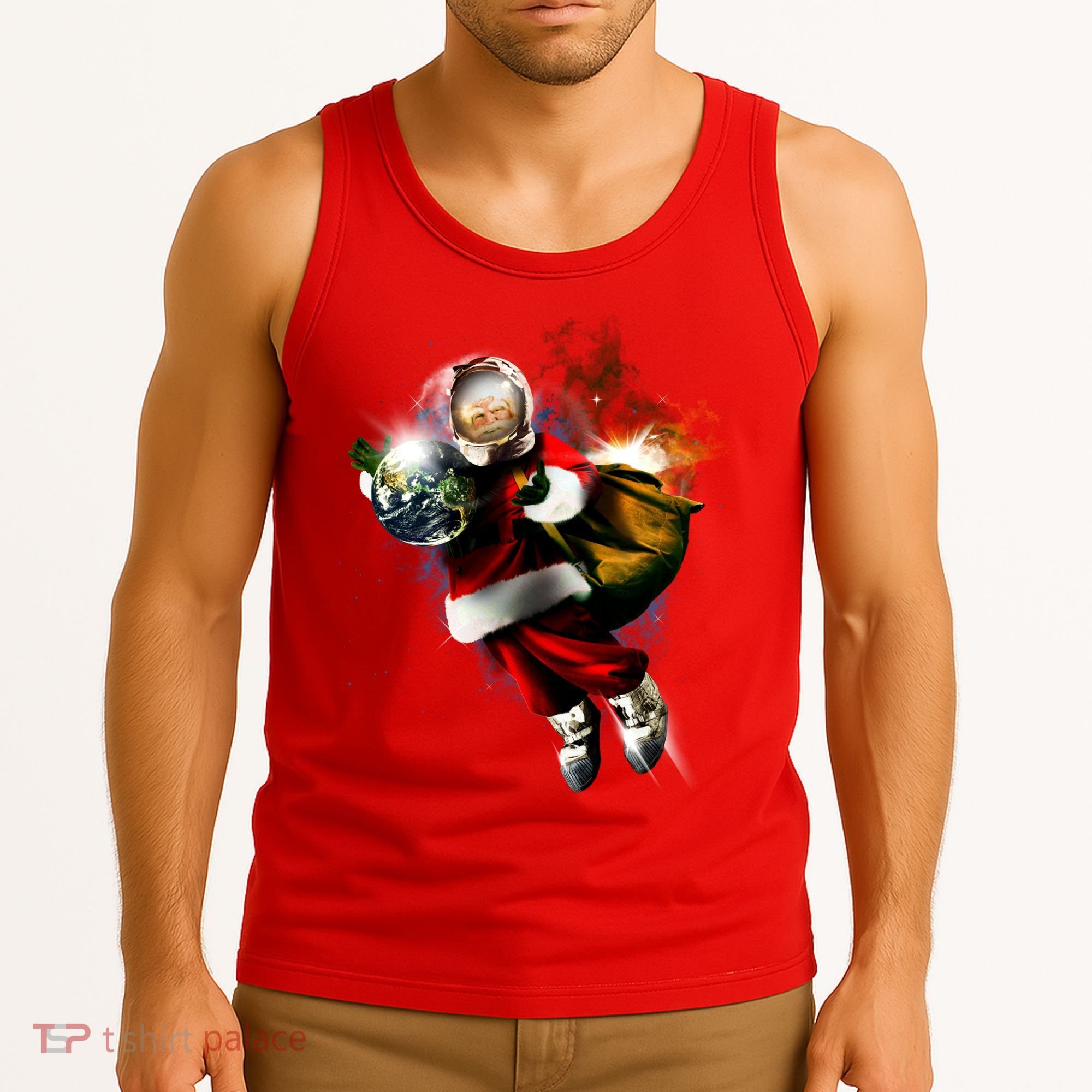 Santa Claus Astronaut In Space Tank Top