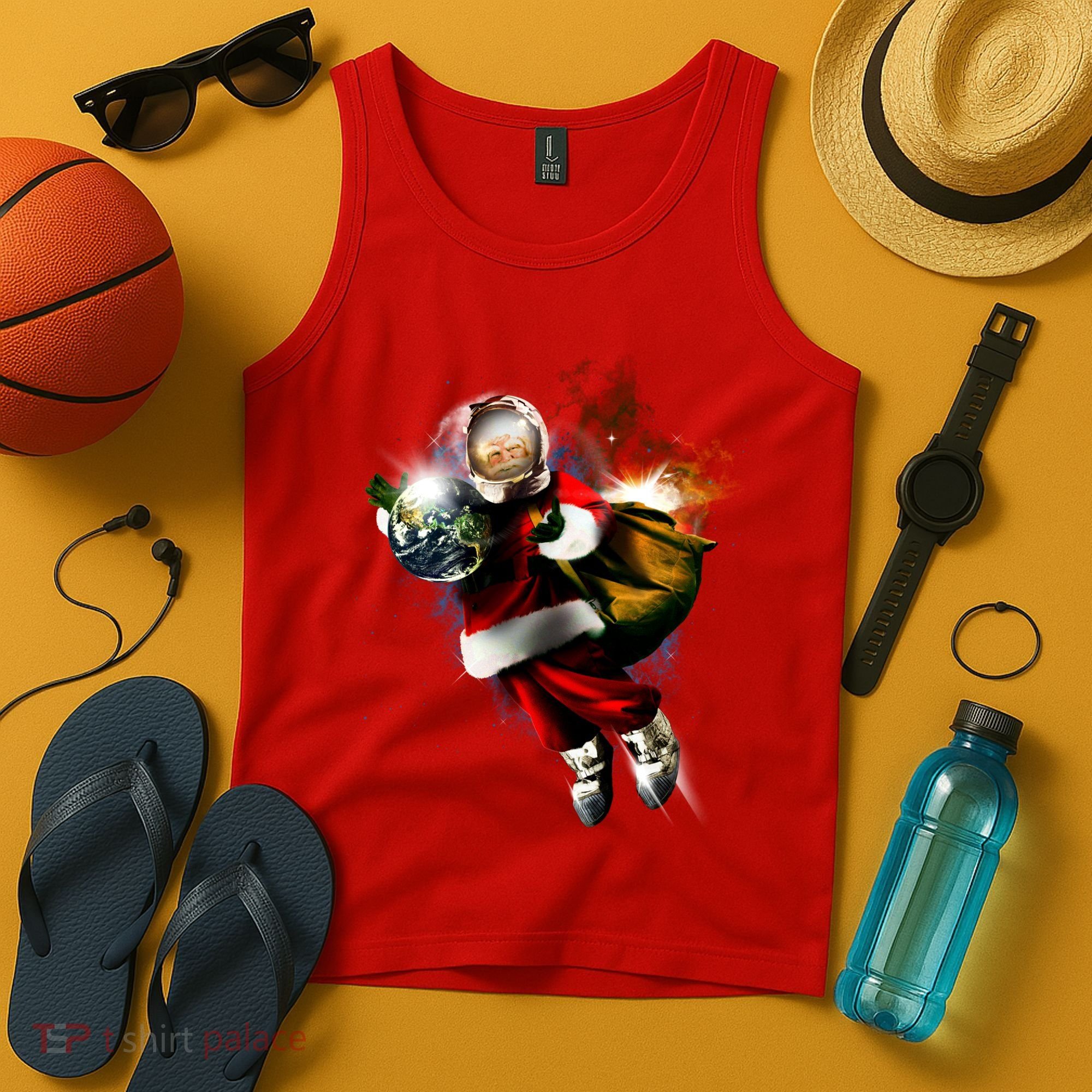 Santa Claus Astronaut In Space Tank Top