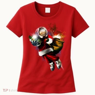 Santa Claus Astronaut In Space Women's T-Shirt