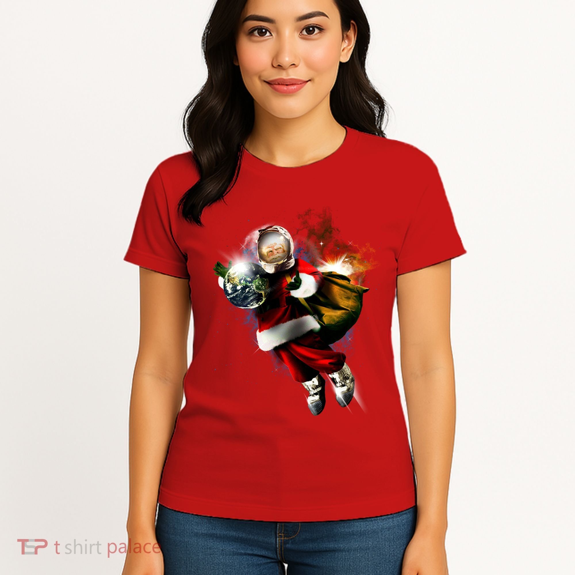 Santa Claus Astronaut In Space Women's T-Shirt